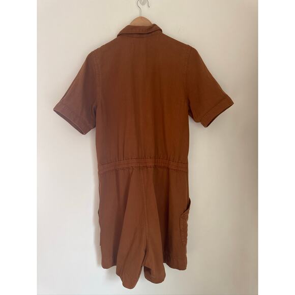 Everlane The Denim Short Coverall - Organic Cotton Rust Orange Size 6 - Picture 6 of 8